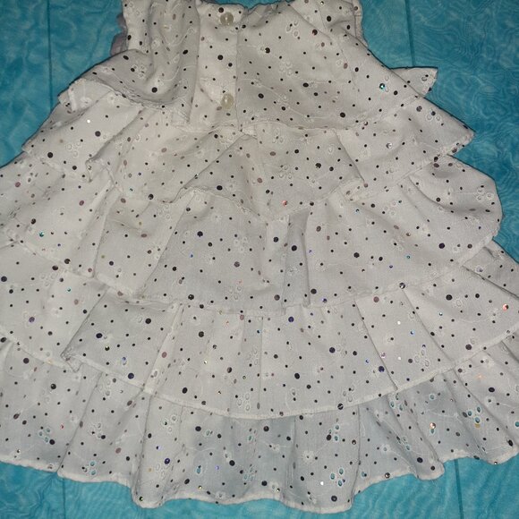 IRIS & IVY DRESS WHITE/PINK EYELET LAYERED RUFFLED SUMMER SPRING-GIRLS SIZE 24M - Picture 4 of 4